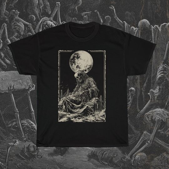 Night Of The Sinners Memento Mori Skeleton Grim Reaper Full Moon Unisex T-Shirt
