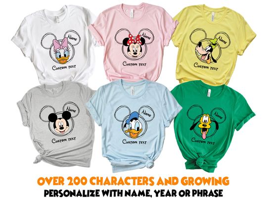 Disney Family Shirts 2024, Disney characters shirts, Family Disney Squad Shirts