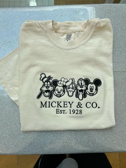 Embroidered Mickey & Co 1928 Comfort Colors Shirt, Retro Vintage Disney Shirt
