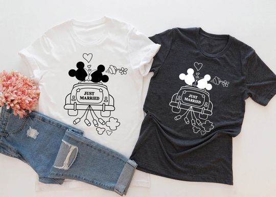 Just Married Disney Shirt, Disney Couple Shirt, Disneyland Wedding Gift