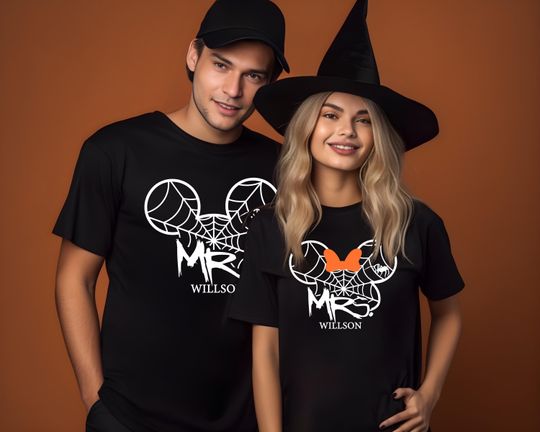 Disney Halloween Mr. Mrs. Couples Shirts_Honeymoon Disney Halloween shirts