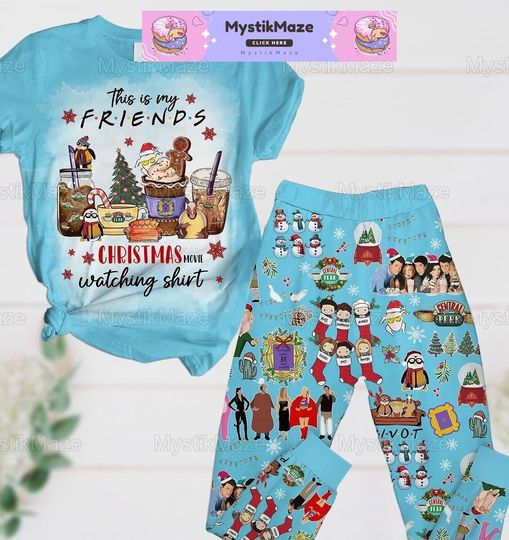 Friends Pajamas Set, Friends Pajamas Pants, Friends Holiday Pajamas