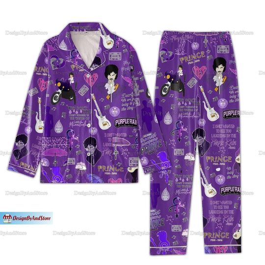 Prince Purple Pajamas Set, Pur Rain Pajamas, Prince Purple Holiday Pajamas