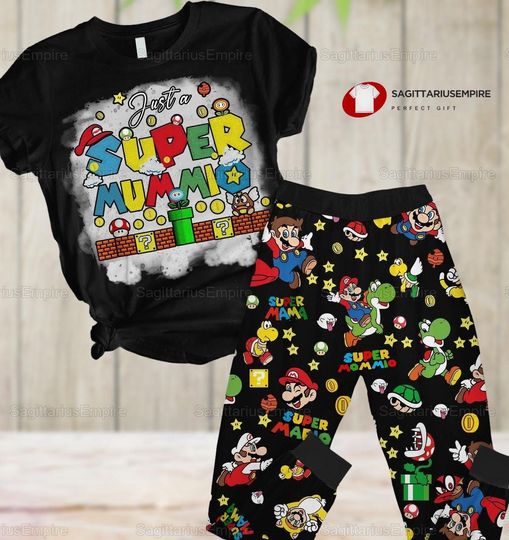 Super Mario Pajamas Set, Super Mario T-Shirt, Super Mario Pajamas Pants