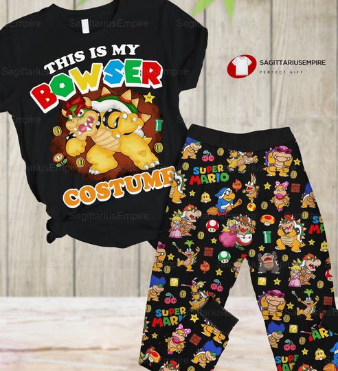 Super Mario Bowser Pajamas Set, Bowser T-Shirt, Bowser Pajamas Pants