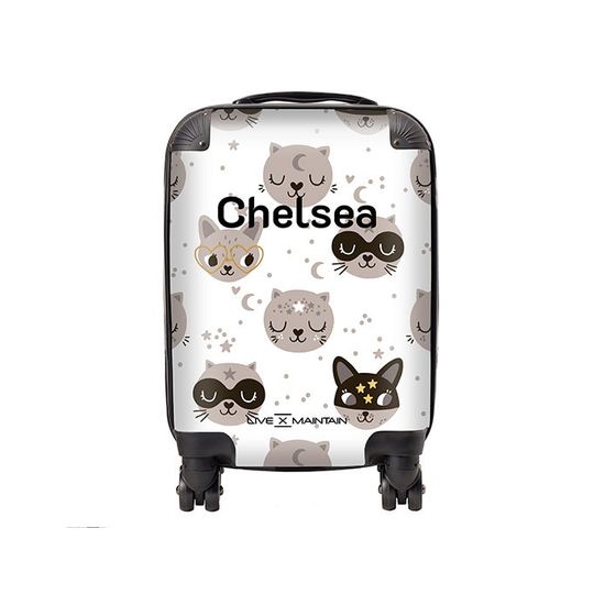 Personalised Kids Suitcase Cats Name | Cabin Suitcase | Custom Suitcase