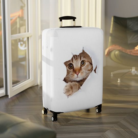 Luggage Covers - Cat/White Background - Elastic polyester spandex fabric - Travel - Gifts