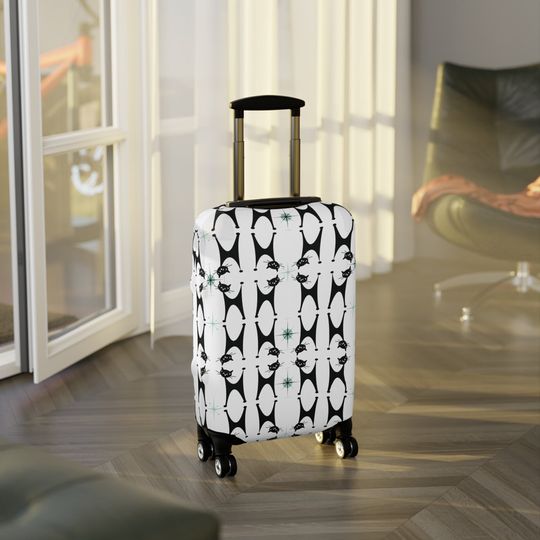 Luggage Cover Mid Century Modern Atomic Cat Design Travel Bag Cover For Travel Lover
