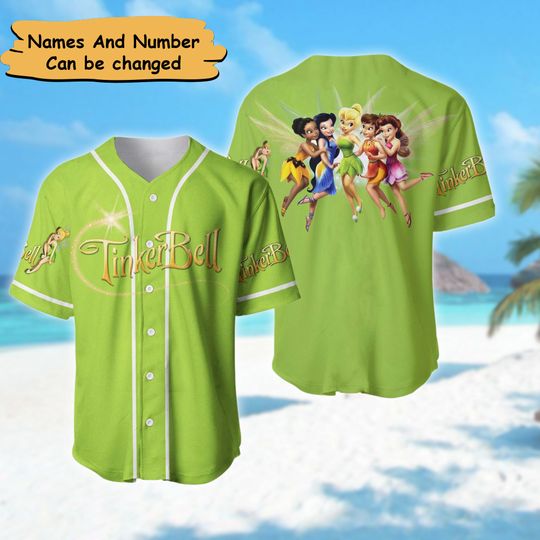 Personalized Little Tiny Green Fairy Custom Name Fairy Character Cartoon Baseball Jersey
