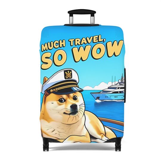 Dogecoin Inspired Stretch Suitcase Cover, Durable Luggage Protector, Meme Travel Accessory