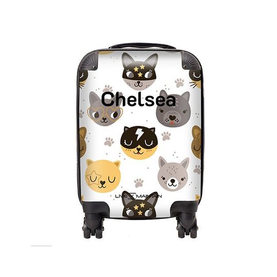 Personalised Kids Suitcase Cats and Dogs Name | Cabin Suitcase | Custom Suitcase