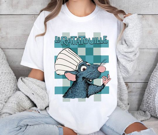 Vintage Ratatouille Remy Blue Checkerboard Shirt