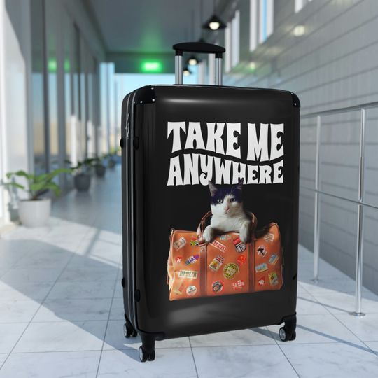 Traveling Tuxedo Cat Suitcase, Carry On Luggage, Full Size Luggage, Cabin Bag, Custom Luggage