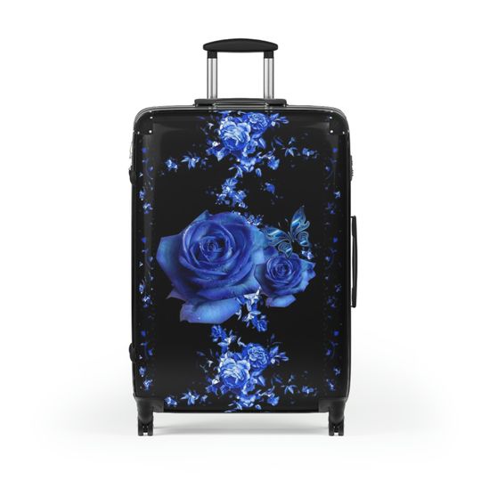 Custom Personalized Suitcase (Blue Roses Example) - Personalized in Any Way You'd Like