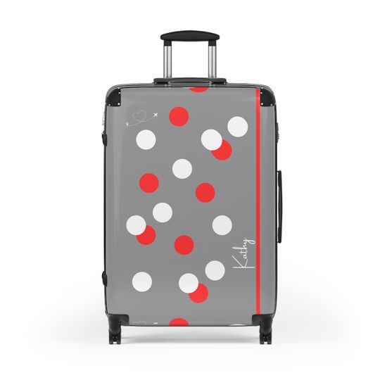 Personalized Suitcase, Hard-shell Polka Dot Design Luggage, Travel Easy with 360 Swivel Wheels