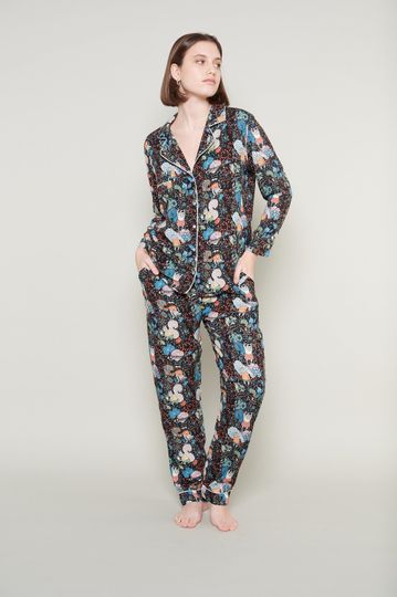 Cute Squirrel Print Viscose Pajama Set - Cozy Comfortable Floral Lounge and Sleepwear