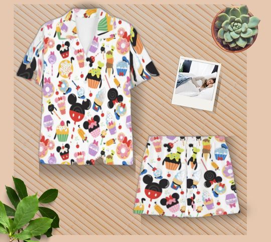 Pajama Set , Disney Snacks All Over Pajama Set - Womens Lounge and Sleepwear - Disney Gift for Her