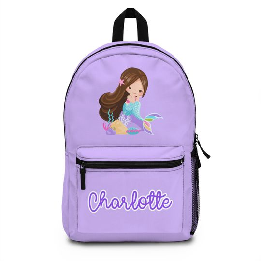 Purple Mermaid Lover  Disney Trip Custom Name School Backpack