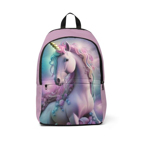 Glitter Rainbow Unicorn Personalized Name School Backpack