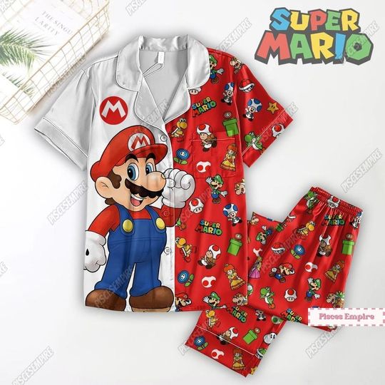 Super Mario Pajamas Pants, Super Mario Pajamas Set, Super Mario Holiday Pajamas