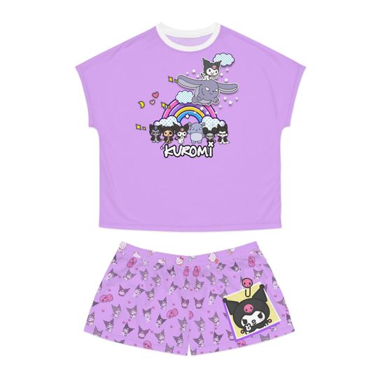 Hello Kitty Kuromi Short Pajamas Set, Sanrio Characters, Cartoon Merch, Kawaii Pajamas