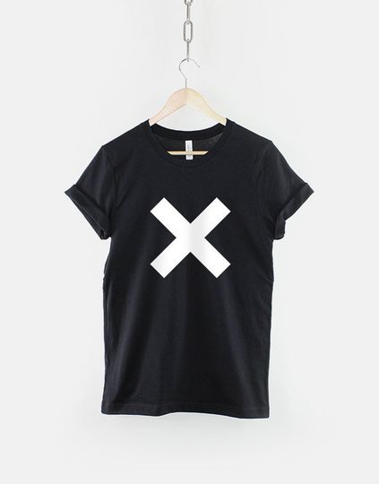 Big Cross T-Shirt - Big White Cross Shape Streetwear T-Shirt - Cross Print T-Shirt - White Cross Shirt