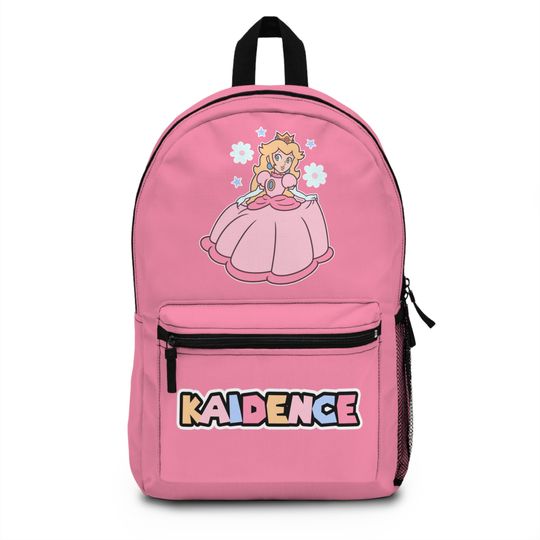 Princess Peach Super Mario Game Fan Gift Favor Custom Name School Backpack