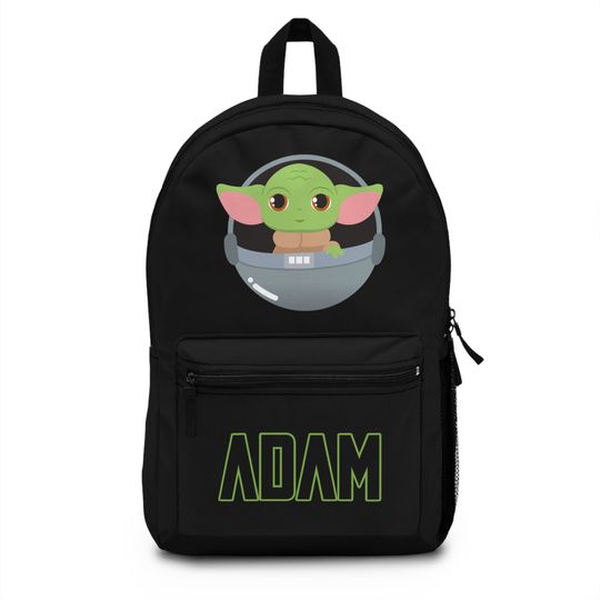 Mandalorian Baby Yoda Custom Name Personalized Gift School Backpack