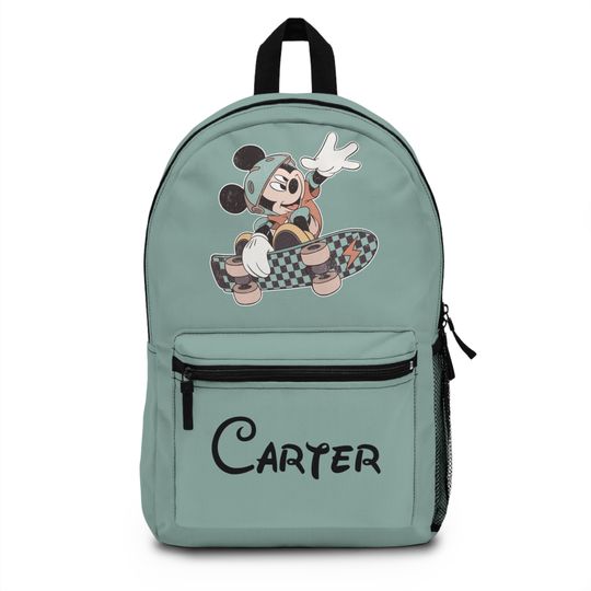 Disney Theme Park Mickey Mouse Skater Custom Name Kids School Backpack