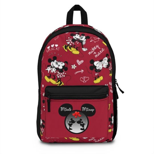 Red Mickey And Minnie In Love Disney Gift School Backpack