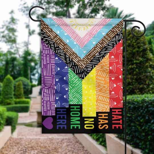 LGBTQ Hate Has No Home Here Flag, LGBT Rainbow Pride Flag, Lgbt Pride Month Flag, Lgbt Progress Pride Grarden Flag