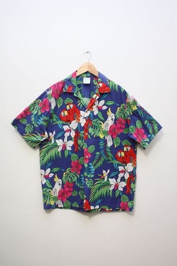 Vintage Hawaiian Shirt Floral Men's L Made In Hawaii