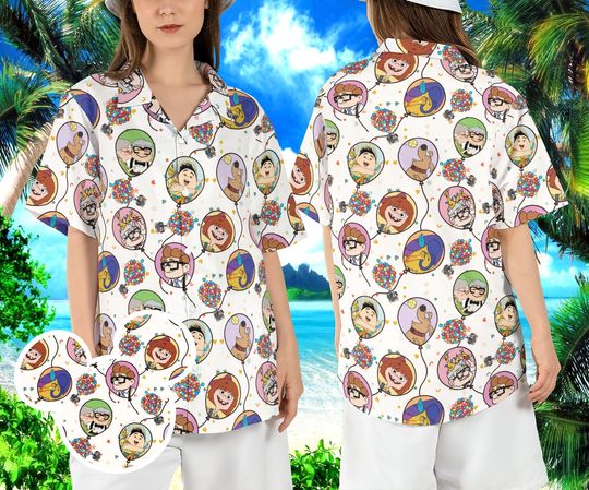 Up Movie Balloons Hawaiian Shirt, Carl Ellie Summer Hawaii Shirt