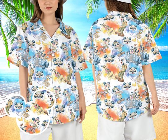 Disneyland Safari Hawaiian Shirt, Mickey and Friends Safari Hawaii Shirt