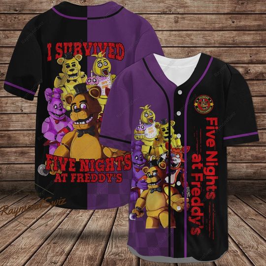 Five Nights At Freddy's Jersey, Freddy Fazbear Baseball Jersey, Horror Game Jersey Shirt, Baseball Jersey Shirt, Shirt For Men