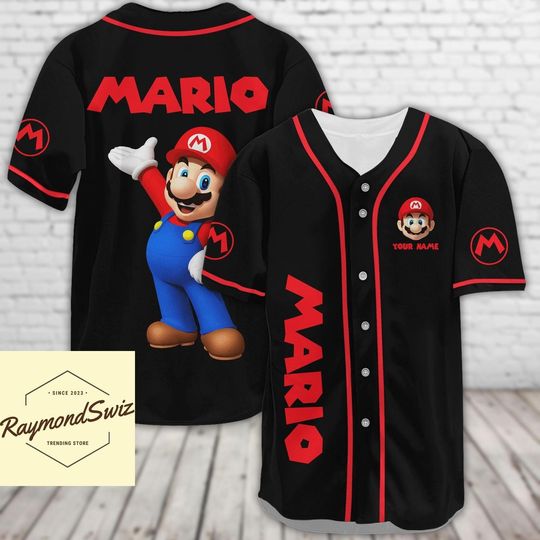 Mario Jersey Shirt, Custom Mario Baseball Jersey, Super Mario Jersey Men, Custom Mario Shirt, Game Lover Jersey Shirt, Gift For Him