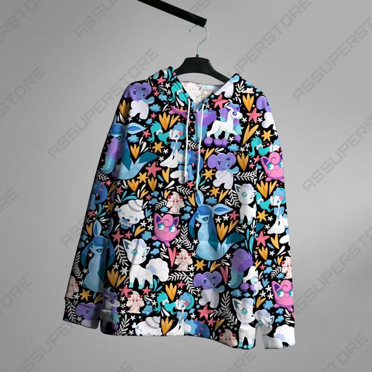 Vulpix Jigglypuff Hoodie Shirt Japanese Anime Jigglypuff Vulpix Shirt Gift