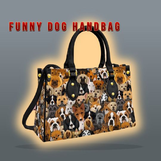 Womens Dogs Handbag With Straps, Work Handbag for Dog Lovers