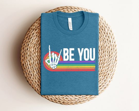 Be You Skeleton Rainbow Shirt, Rainbow Be You Shirt, LGBT Shirt, LGBT Shirt for Gift,Pride Gift