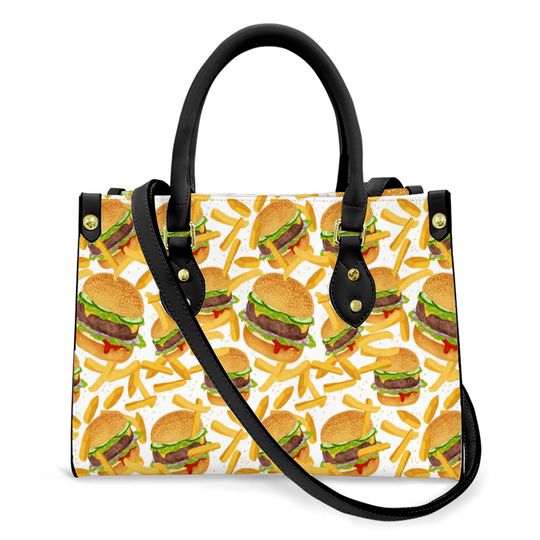Funny Hamburger Handbag With Shoulder Straps, Cute Burger Bag for Women