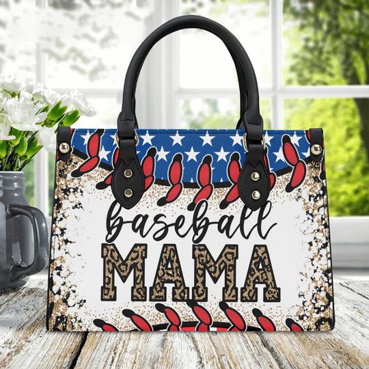 Baseball Mama Print Handbag, Chita Print Handbag, Baseball Leather Purse