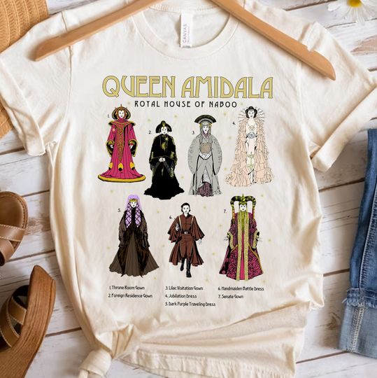 Star Wars Queen Amidala Gowns Textbook Poster Retro Shirt, Galaxy's Edge Holiday Unisex T-shirt