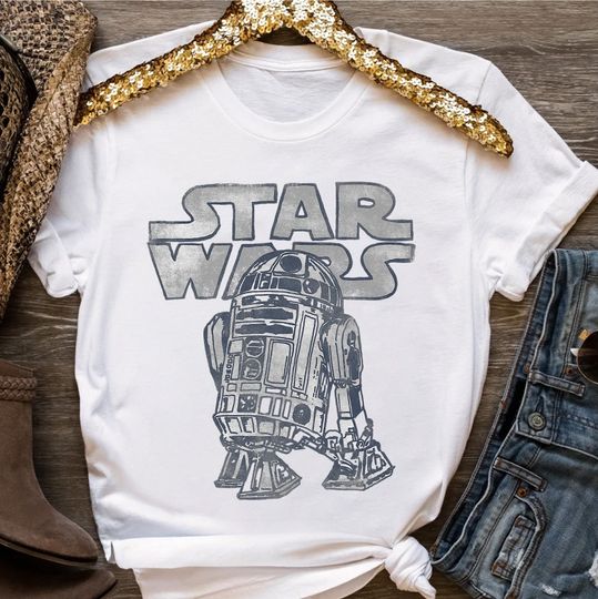 Retro 90s Star Wars R2-D2 Vintage Style Graphic Shirt, Galaxy's Edge Trip