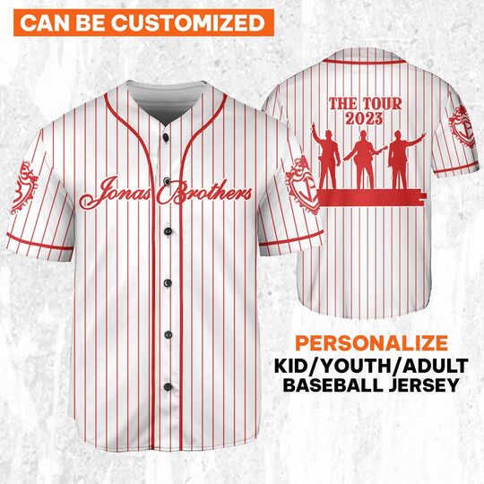 Jonas Brothers The Tour 2023 Red And White Style, Custom Baseball Jersey Shirt