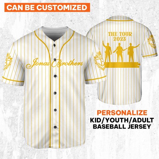 Jonas Brothers The Tour 2023 Yellow And White Style, Custom Baseball Jersey Shirt