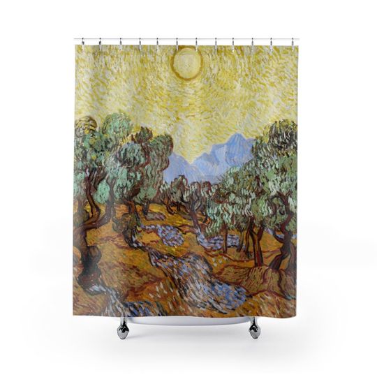 Van Gogh Olive Trees Sun Shower Painting Bathroom Decor Shower Curtain