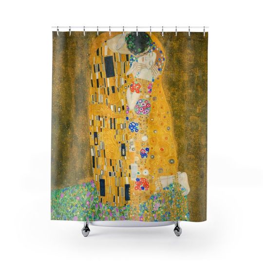 The Kiss Gustav Klimt Gold Painting Art Bathroom Decor Shower Curtain