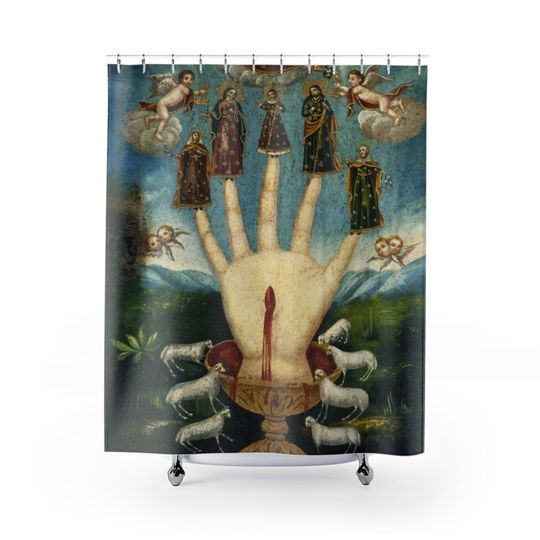Hand Shower Occult Witchcraft Vintage Art Bathroom Decor Shower Curtain