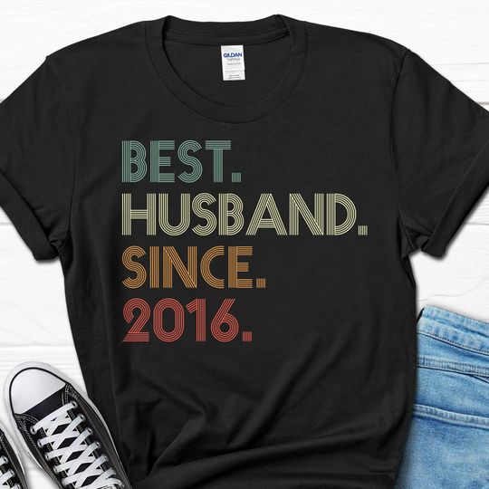 8th Wedding Anniversary Gift for Husband, Best Husband since 2016 Shirt, 8 Year Wedding Anniversary Tee for Him