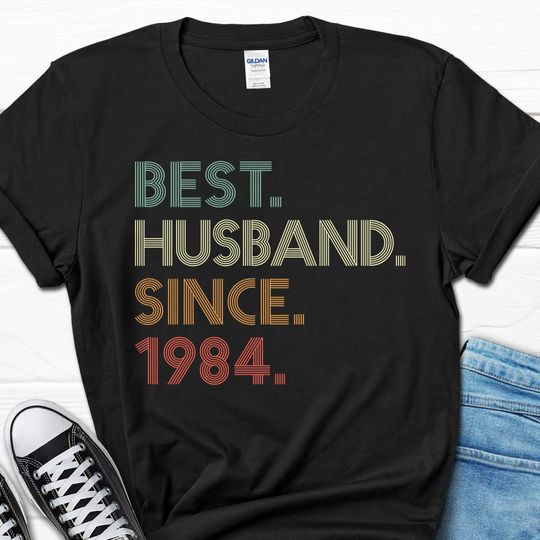 40th Wedding Anniversary Gift for Husband, Best Husband since 1984 Shirt, 40 Year Wedding Anniversary Tee for Him